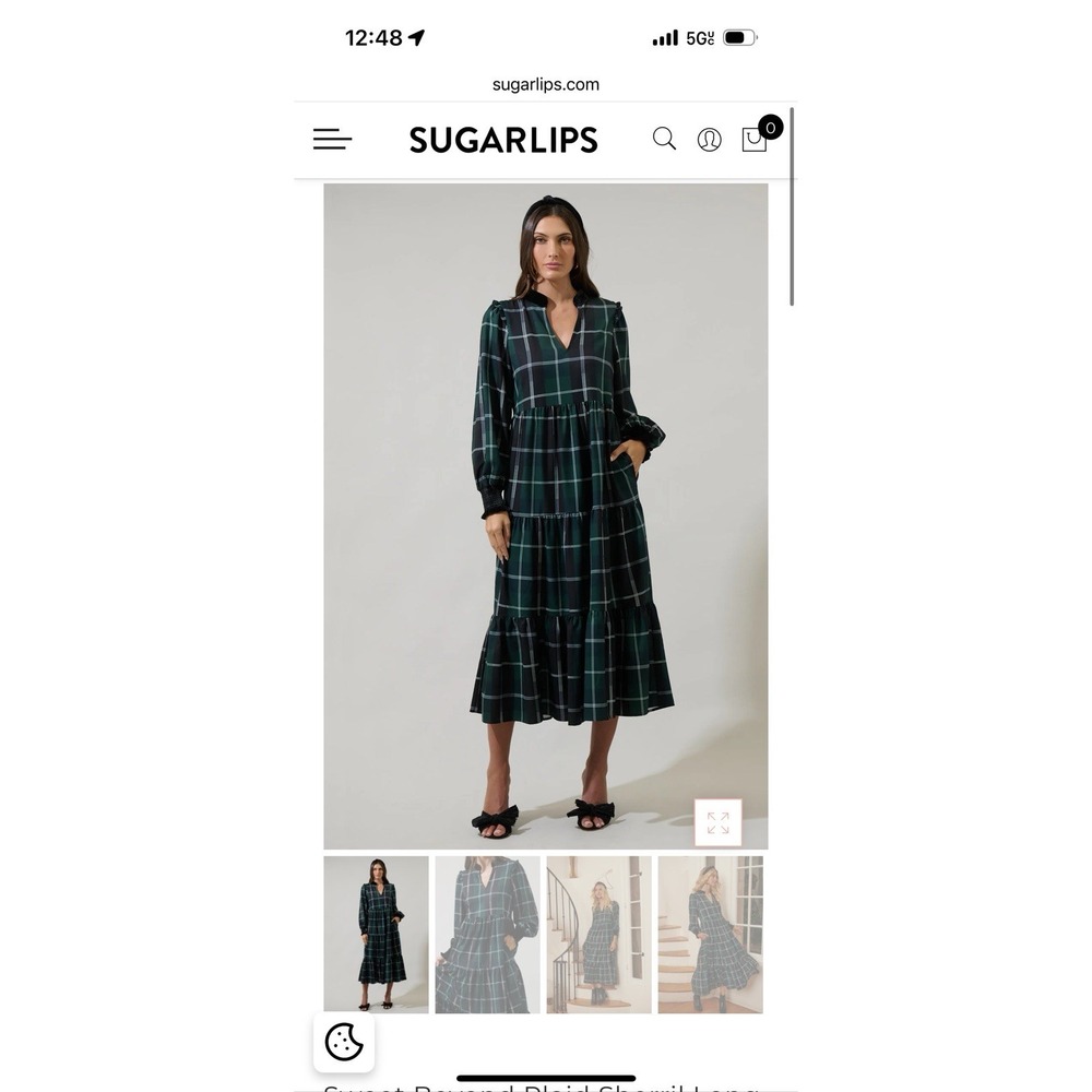 SugarLips Sweet Beyond Tartan‎ Plaid Maxi Dress  Sz L